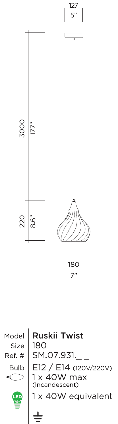 Подвесной светильник Viso Ruskii Twist Viso