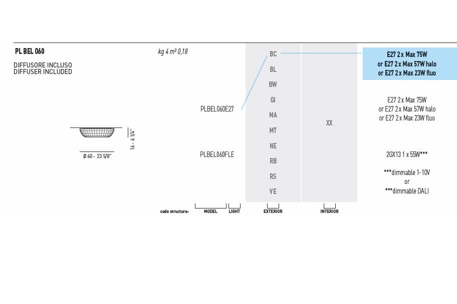 Потолочный светильник Axo Light (Lightecture) Bell PLBEL060E27 Axo Light (Lightecture)