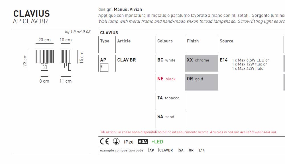 Axo Light Clavius APCLAVBR Axo light