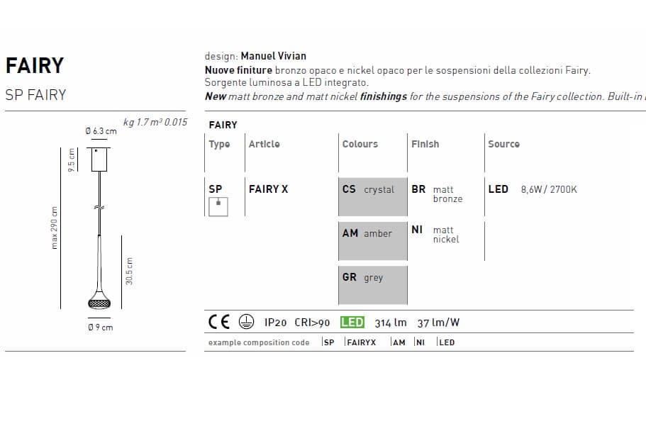 Подвесной светильник Axo Light FAIRY SPFAIRYX Axo light