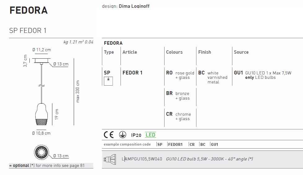 Подвесной светильник Axo Light Fedora SPFEDOR1 Axo light