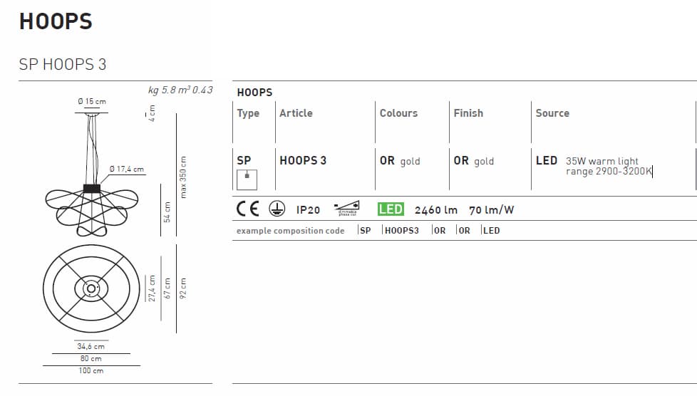 Подвесной светильник Axo Light HOOPS SP HOOPS 3 Axo light