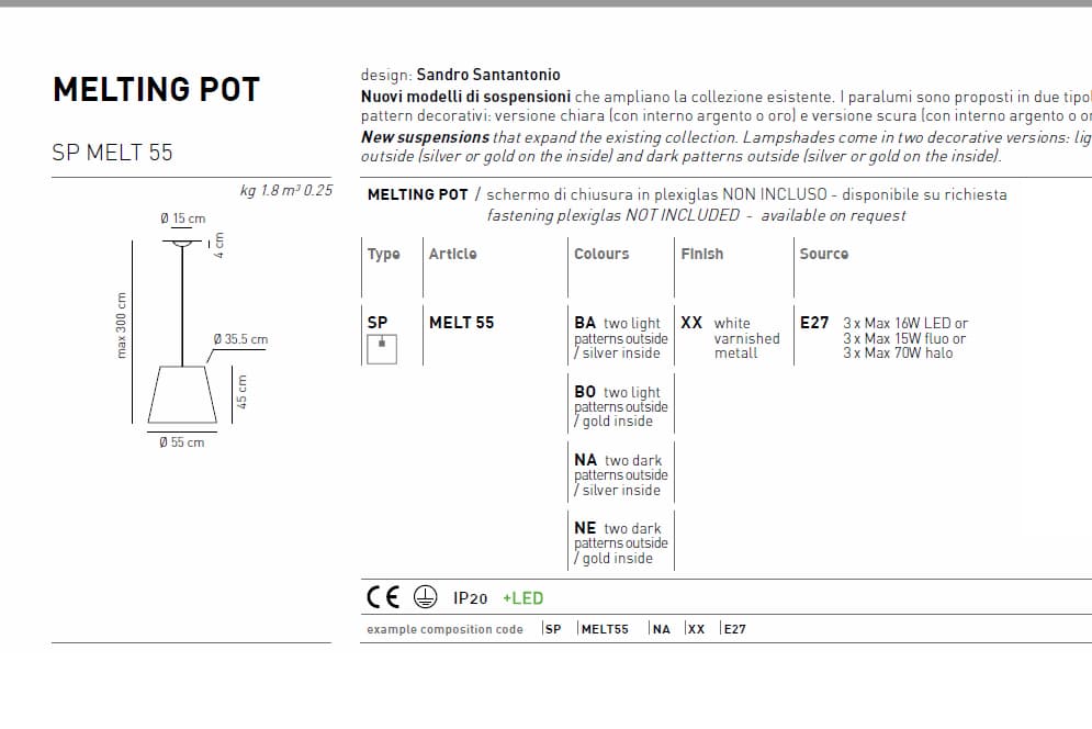 Подвесной светильник Axo Light MELTING POT SP MELT 55 Axo light