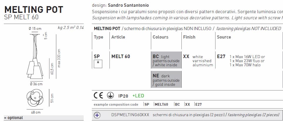 Подвесной светильник Axo Light  MELTING POT SPMELT60 Axo light