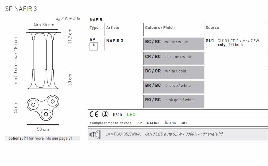 Подвесной светильник Axo Light NAFIR SP NAFIR 3 Axo light