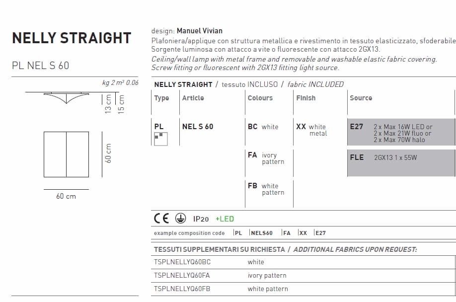 Потолочный светильник Axo Light Nelly Straight PL NEL S 60 Axo light
