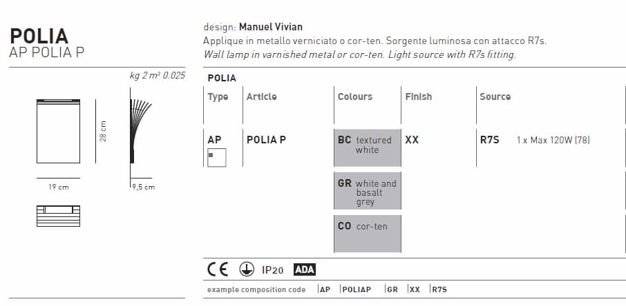 Настенный светильник Axo Light POLIA AP POLIA P Axo light