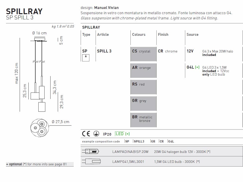 Подвесной светильник Axo Light Spillray SP SPILL 3 Axo light