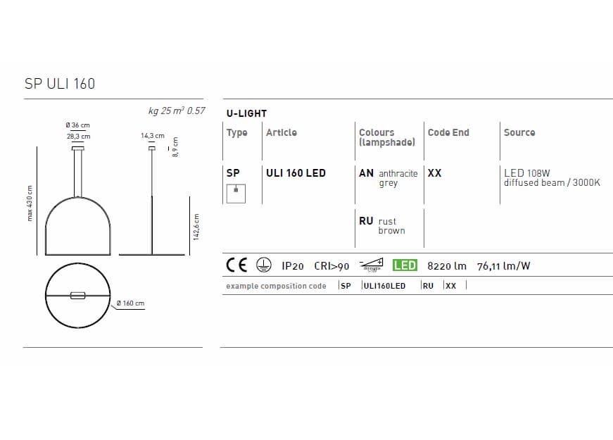 Подвесной светильник Axo Light U-LIGHT SP ULI 160 Axo light
