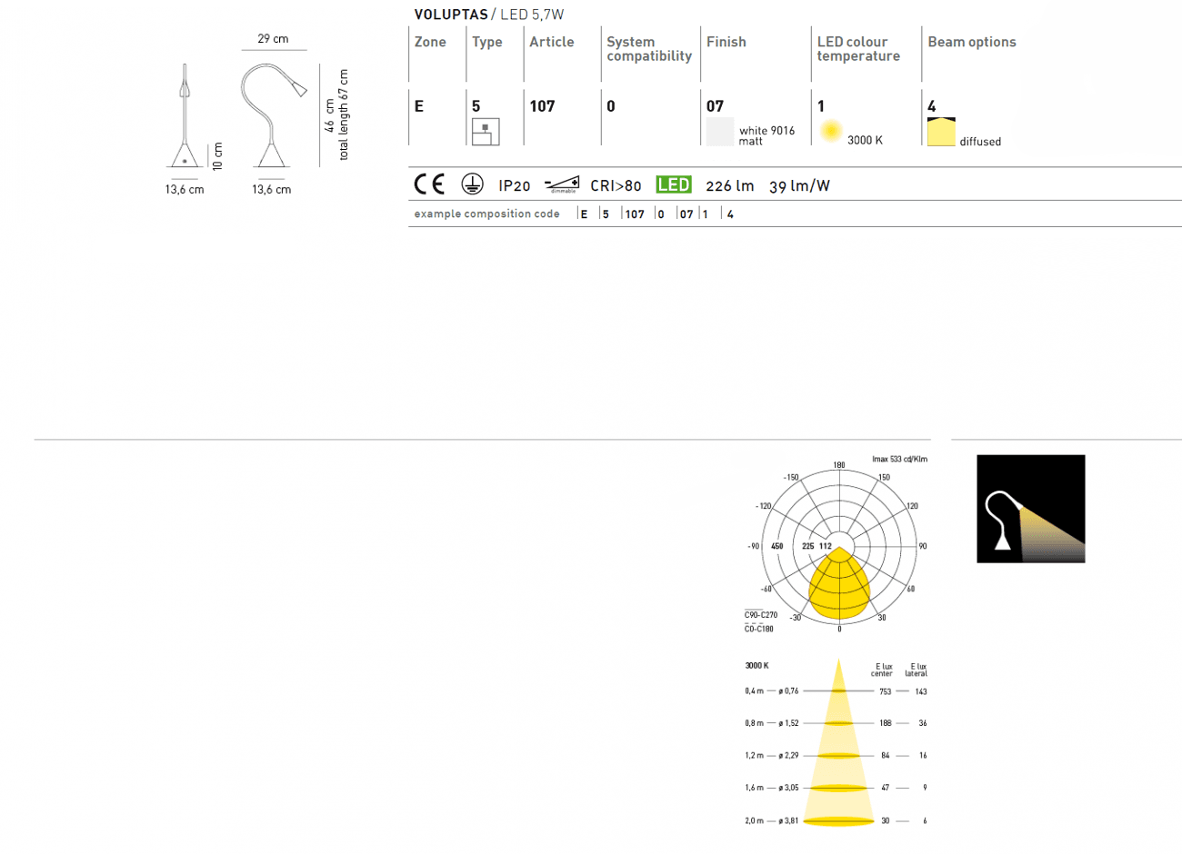 Настольная лампа Axo Light (Mind-Led) Voluptas table lamp Axo Light (Mind-Led)