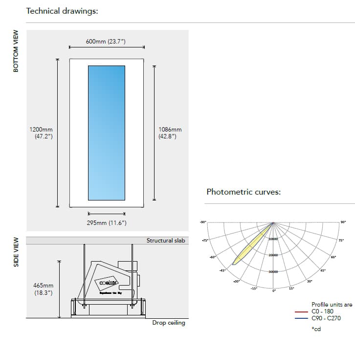 Встраиваемая в потолок система освещения CoeLux CoeLux® LS MATTE CoeLux