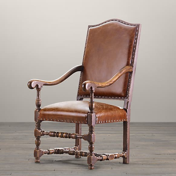 Restoration Hardware 18th C. French Leather Chair
