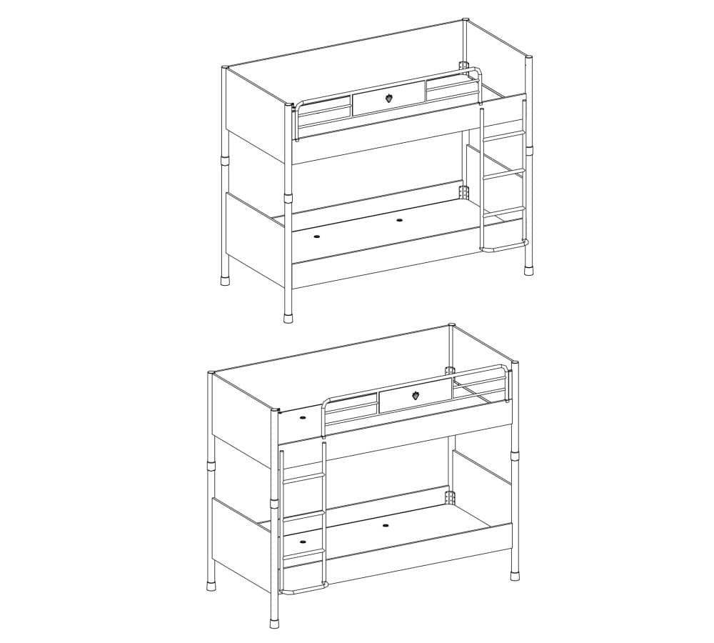 Кровать двухъярусная CILEK White (90x200 Cm)