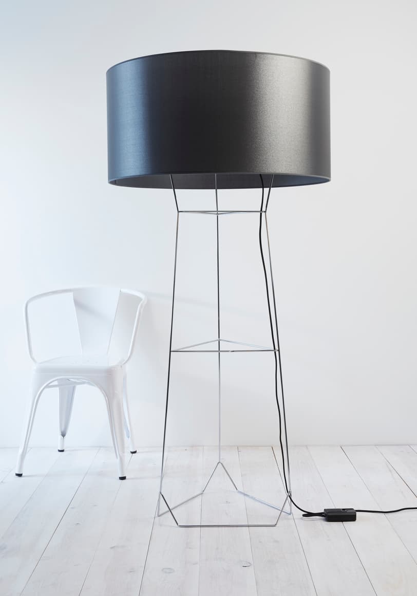 Торшер Forestier Lampadaire Dom Chrome - Tissu Gun Metal