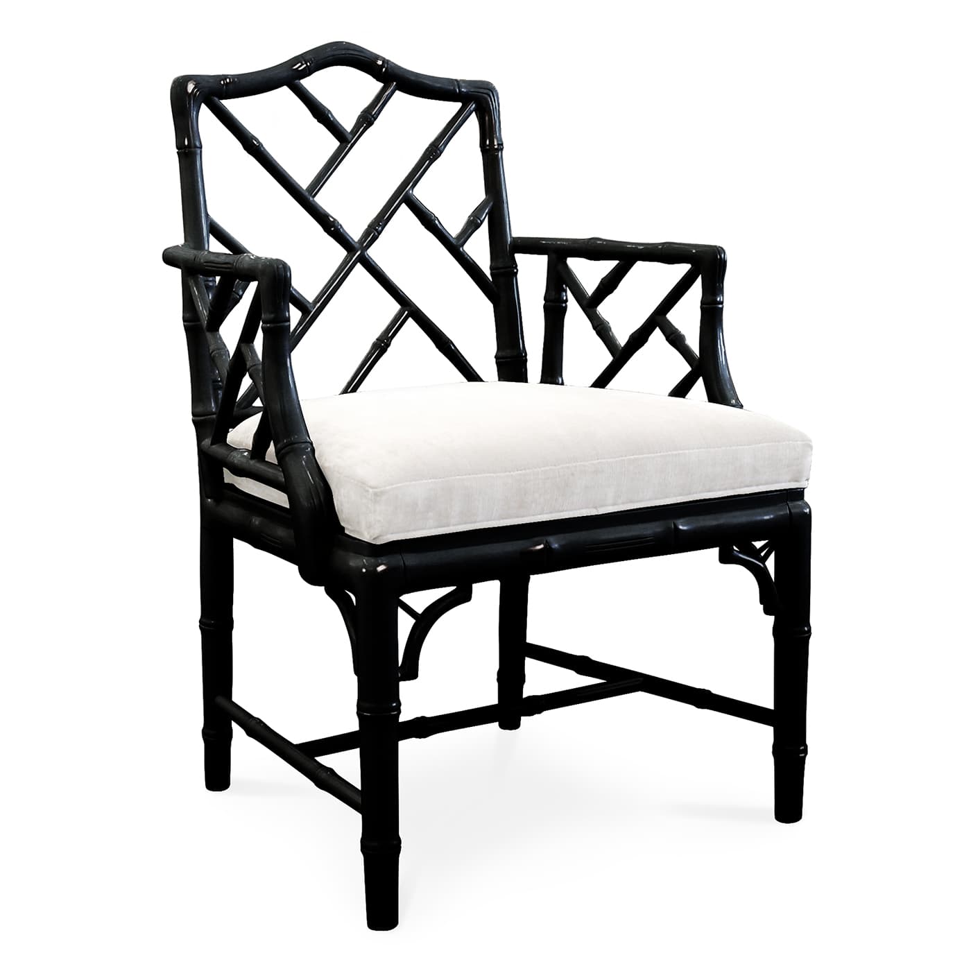 Стул с подлокотниками Jonathan Adler Black Chippendale Arm Chair