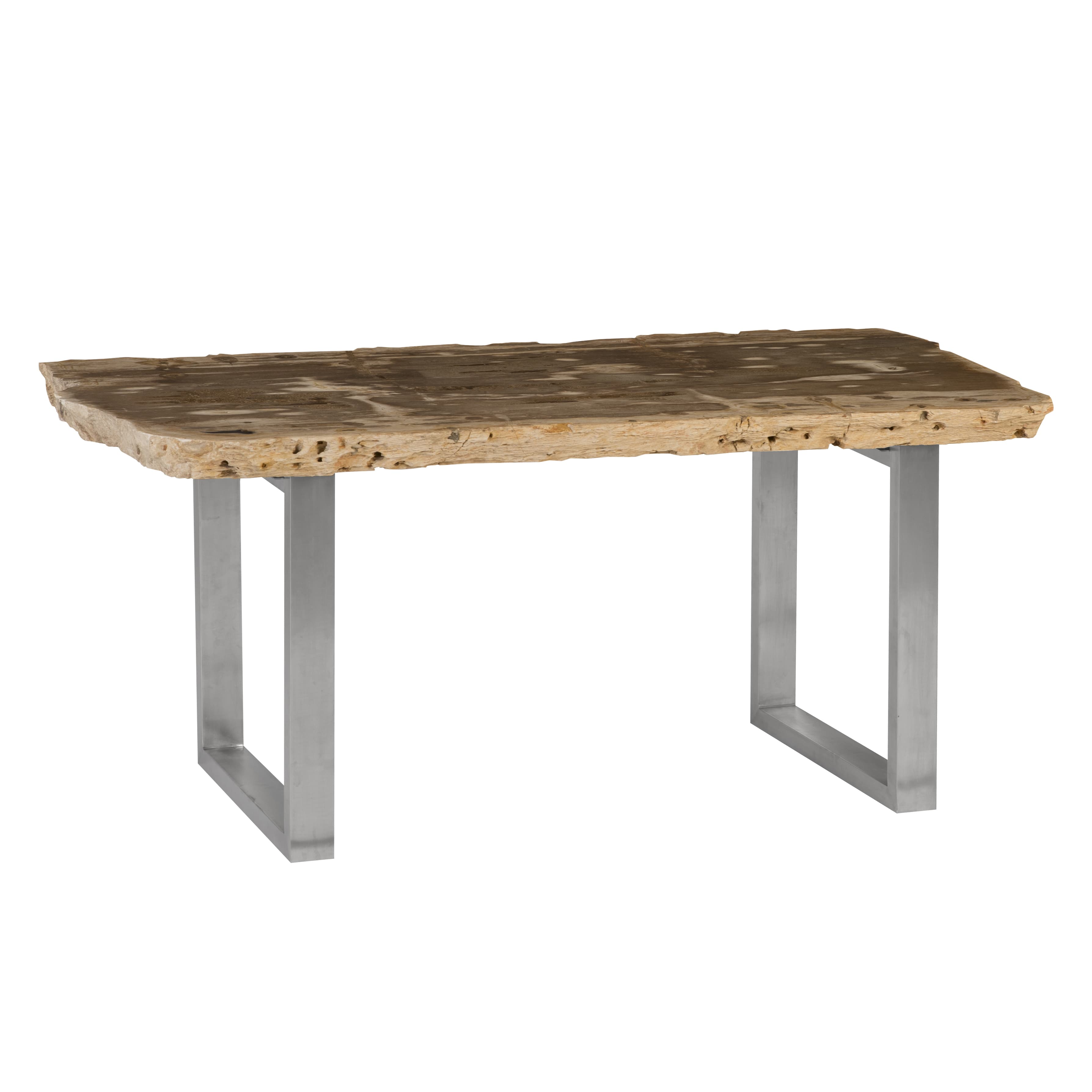 Обеденный стол Phillips Collection Petrified Wood Dining Table, Brushed Stainless Steel