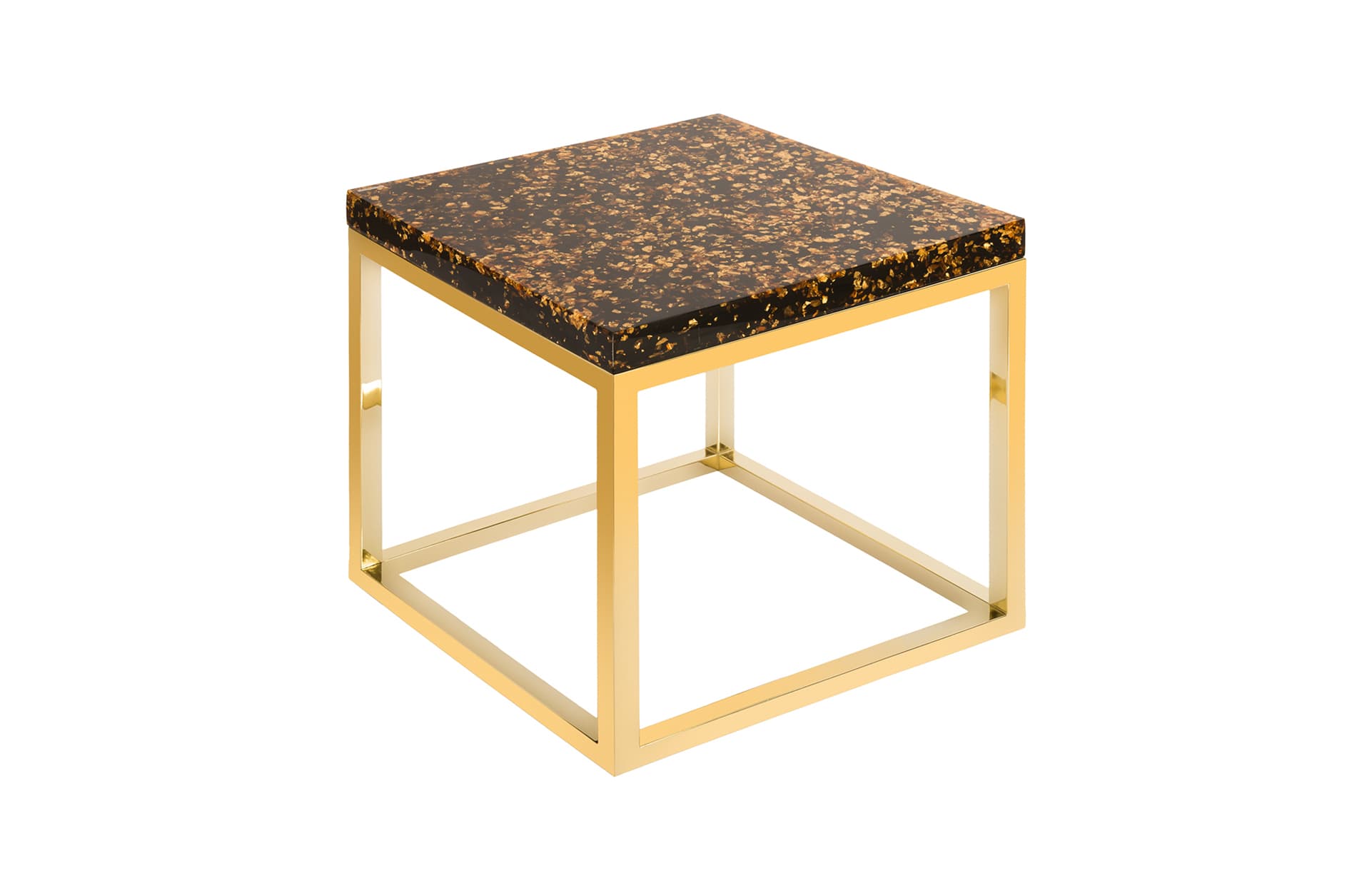 Приставной столик Phillips Collection Captured Denim, End Table w/ Plated Black Nickel Base