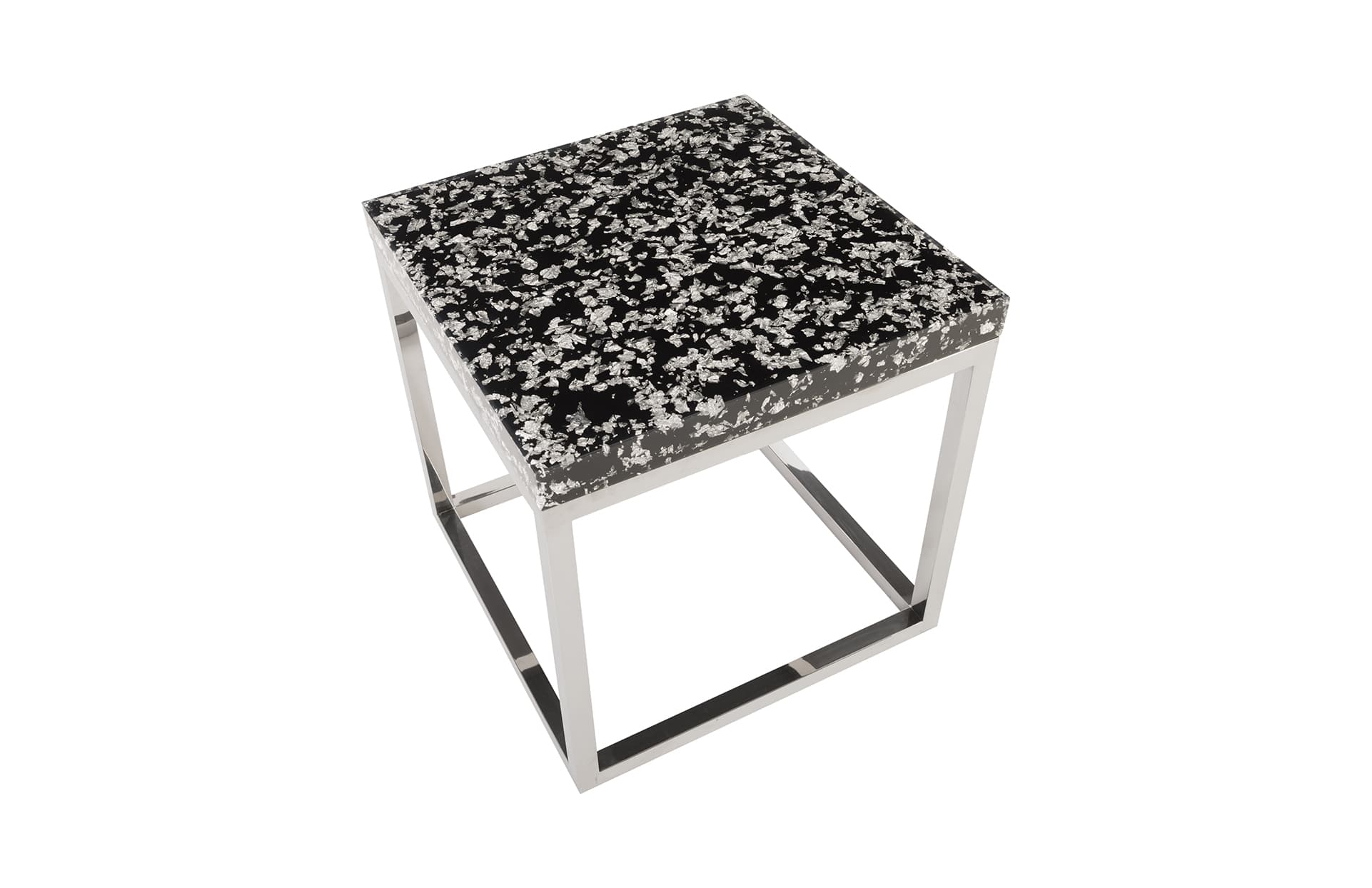 Приставной столик Phillips Collection Captured Denim, End Table w/ Plated Black Nickel Base