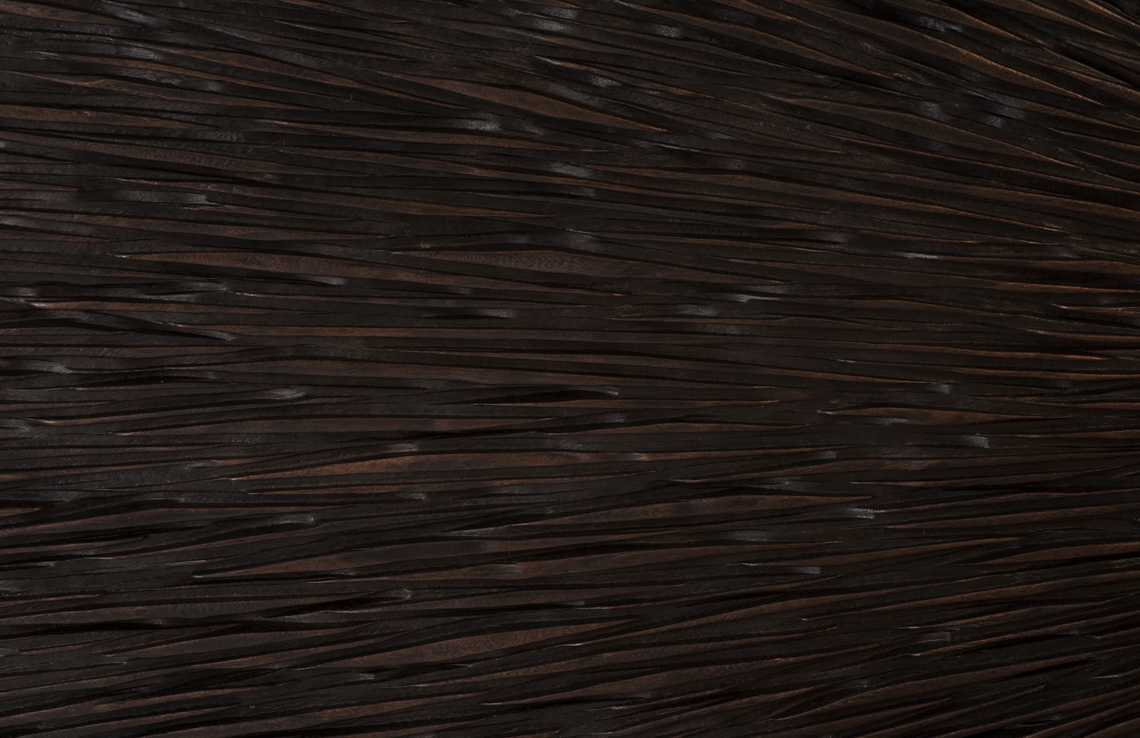 Обеденный стол Phillips Collection Chamcha Wood Chainsaw Dining Table with Glass, Black, Black Iron U Legs