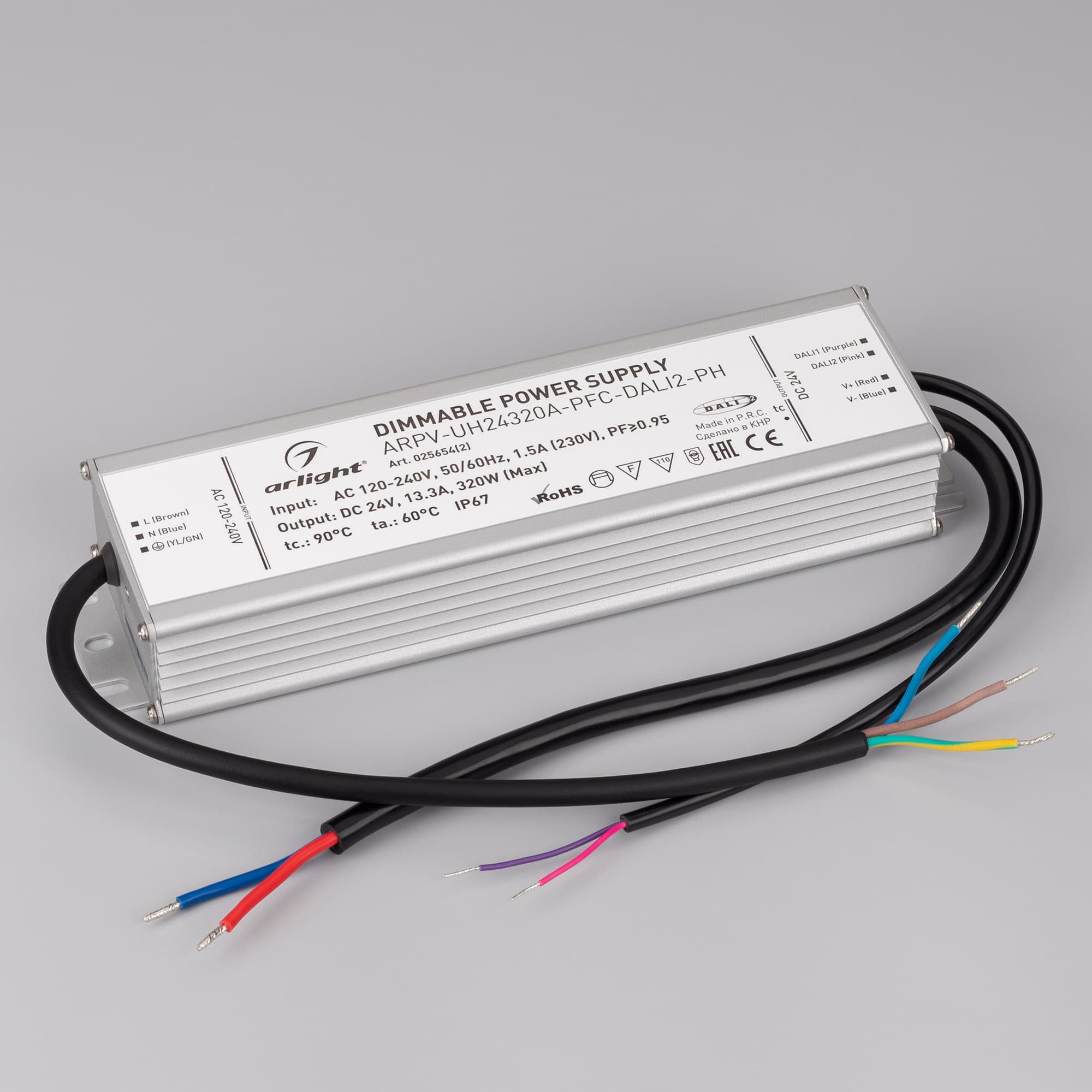 Блок питания ARPV-UH24320A-PFC-DALI2-PH (24V, 13.3A, 320W) (Arlight, IP67 Металл, 7 лет) 025654(2) — фото 2