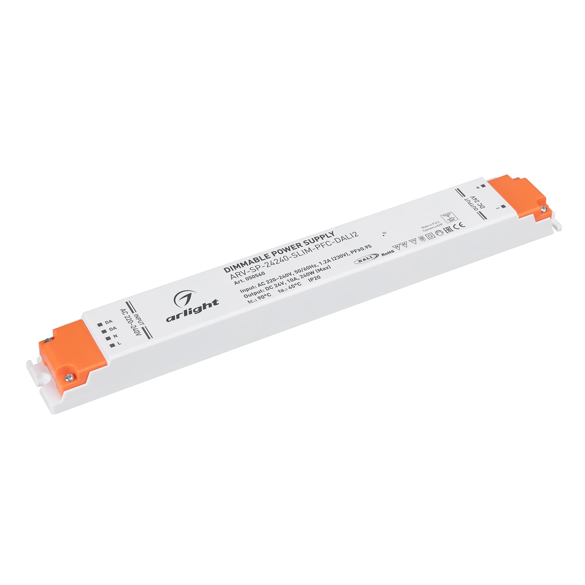Блок питания ARV-SP-24240-SLIM-PFC-DALI2 (24V, 10A, 240W) (Arlight, IP20 Пластик, 5 лет) 050560 Arlight