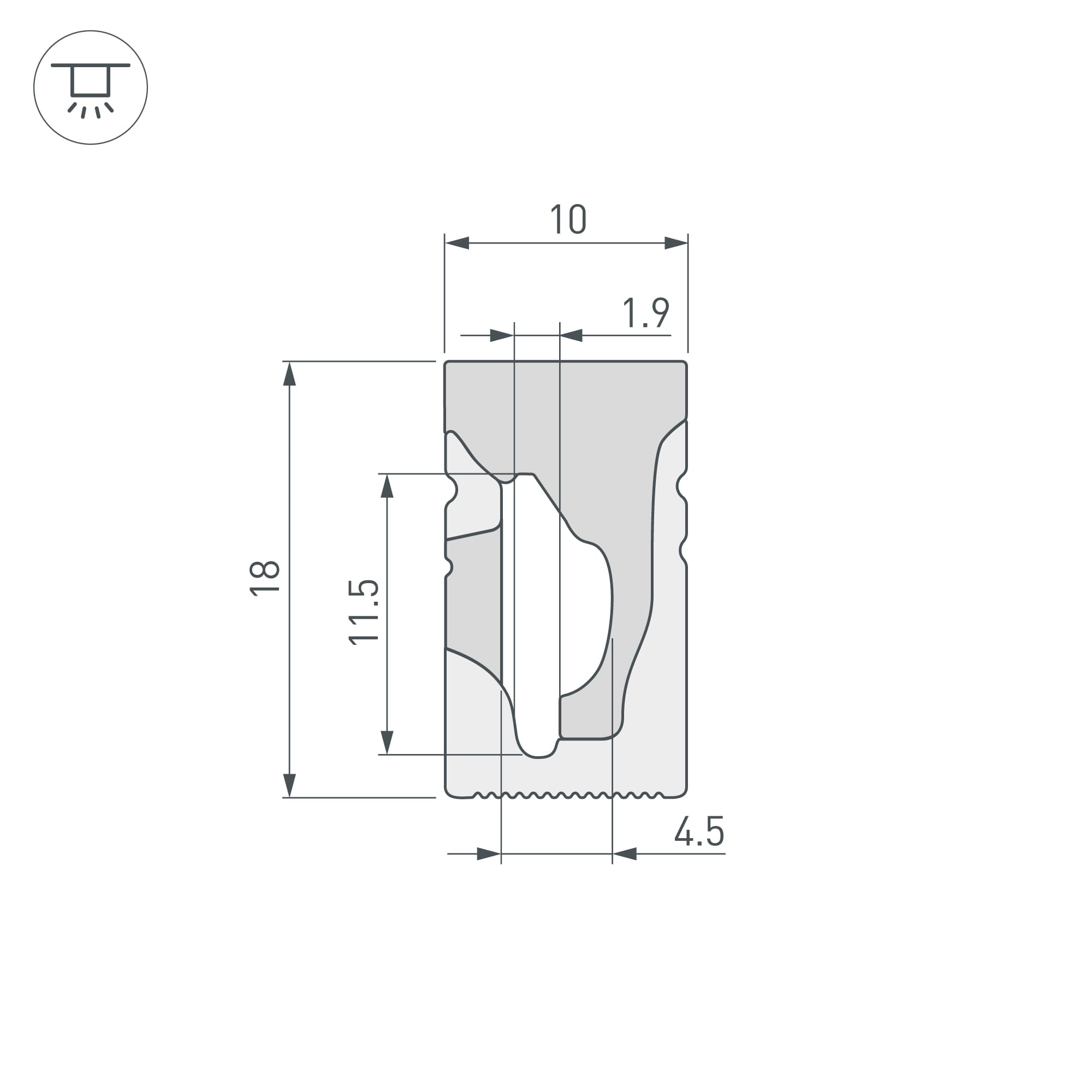 Силиконовый профиль WPH-FLEX-1018-SIDE-S10-5m WHITE (Arlight, Силикон) 040269 — фото 2