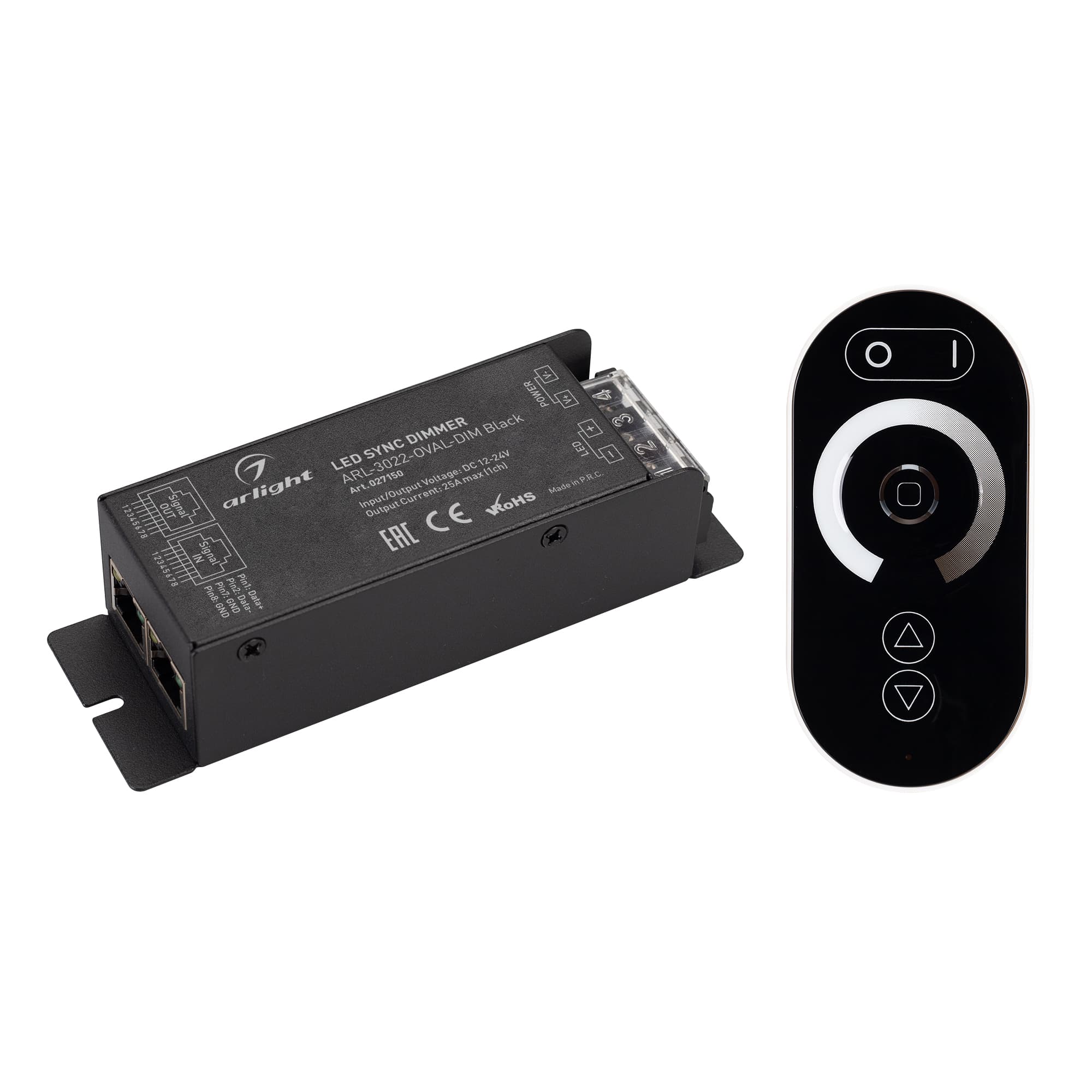 Диммер ARL-3022-OVAL-DIM Black (12-24V, 1x25A, ПДУ, RF) (Arlight, IP20 Металл, 2 года) 027150 Arlight — фото 1