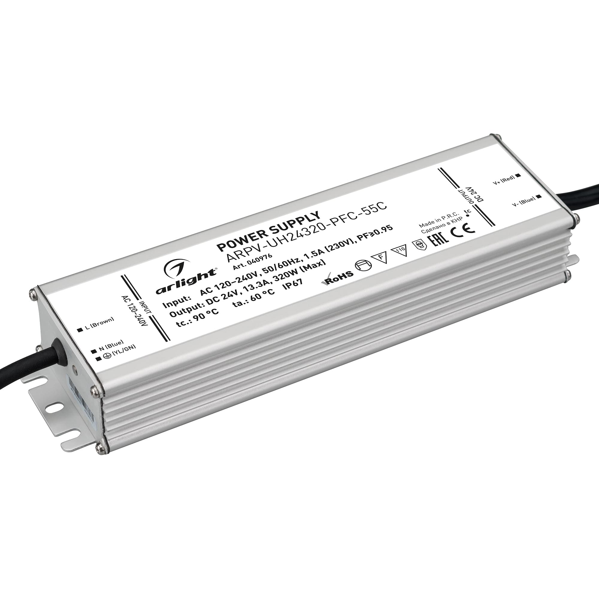 Блок питания ARPV-UH24320-PFC-55C (24V, 13.3A, 320W) (Arlight, IP67 Металл, 5 лет) 040976 — фото 1