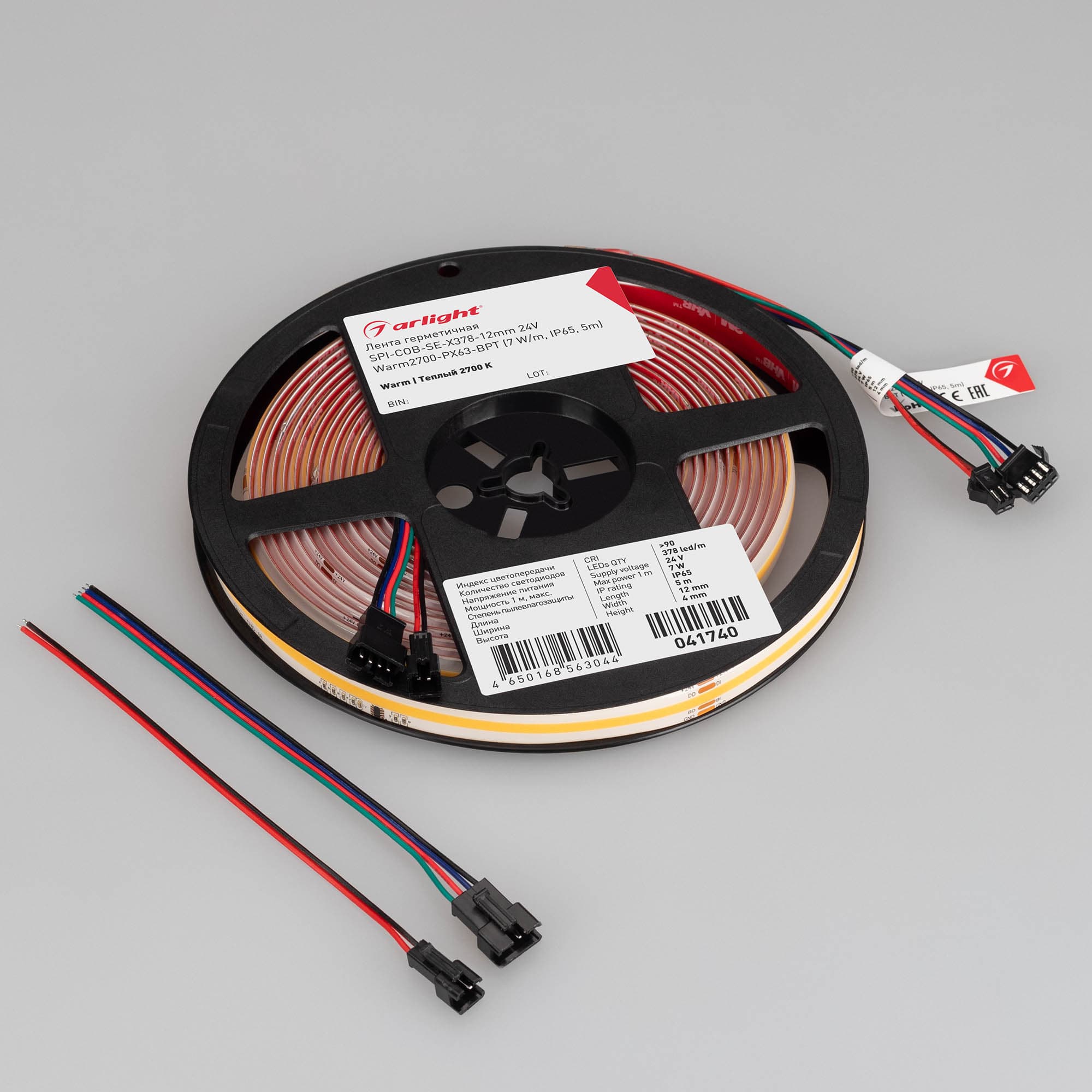 Светодиодная лента герметичная SPI-COB-SE-X378-12mm 24V Warm2700-PX63-BPT (7 W/m, IP65, 5m) (Arlight, бегущий огонь) 041740 — фото 2