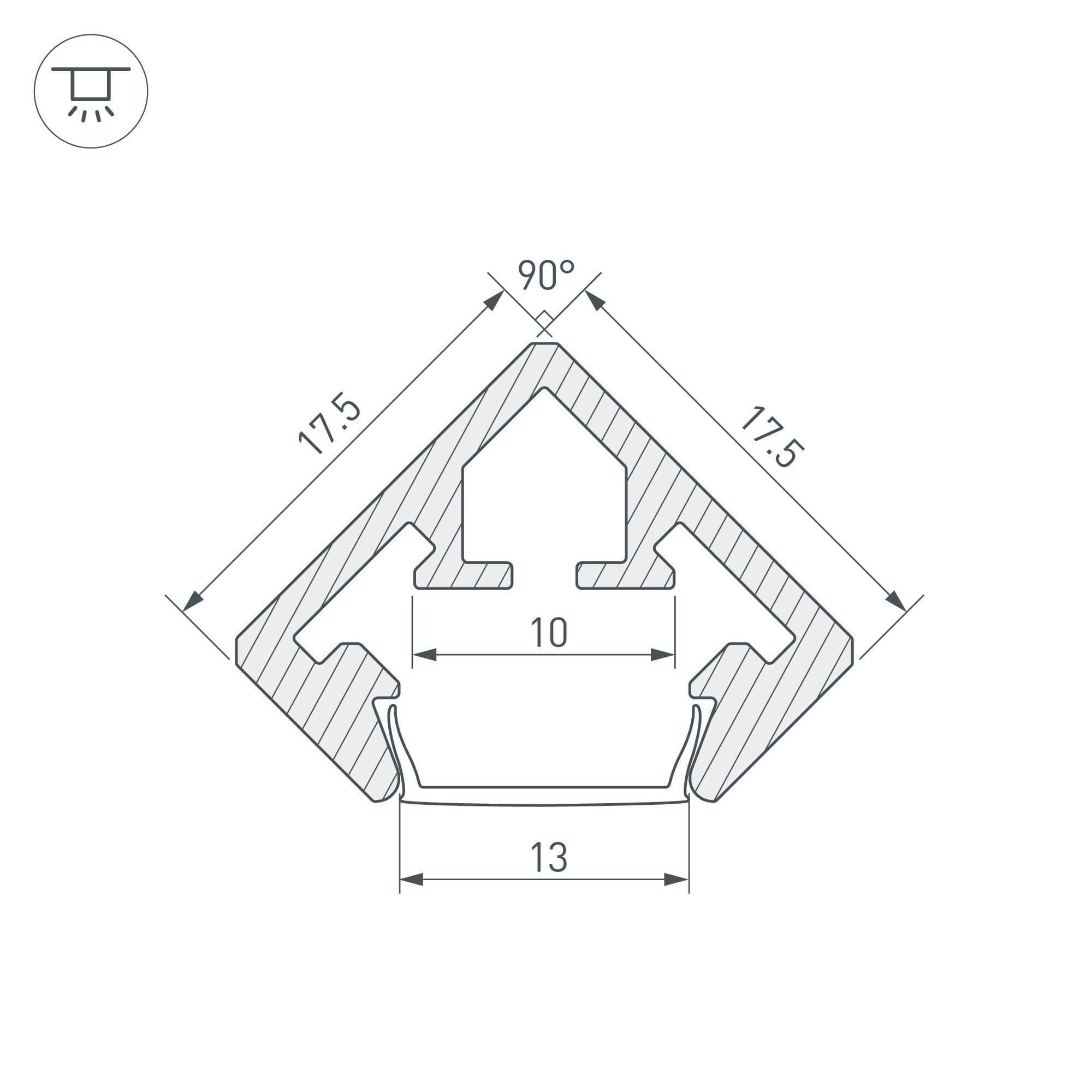 Профиль PDS45-KUB-2000 ANOD (Arlight, Алюминий) 021646 Arlight — фото 6
