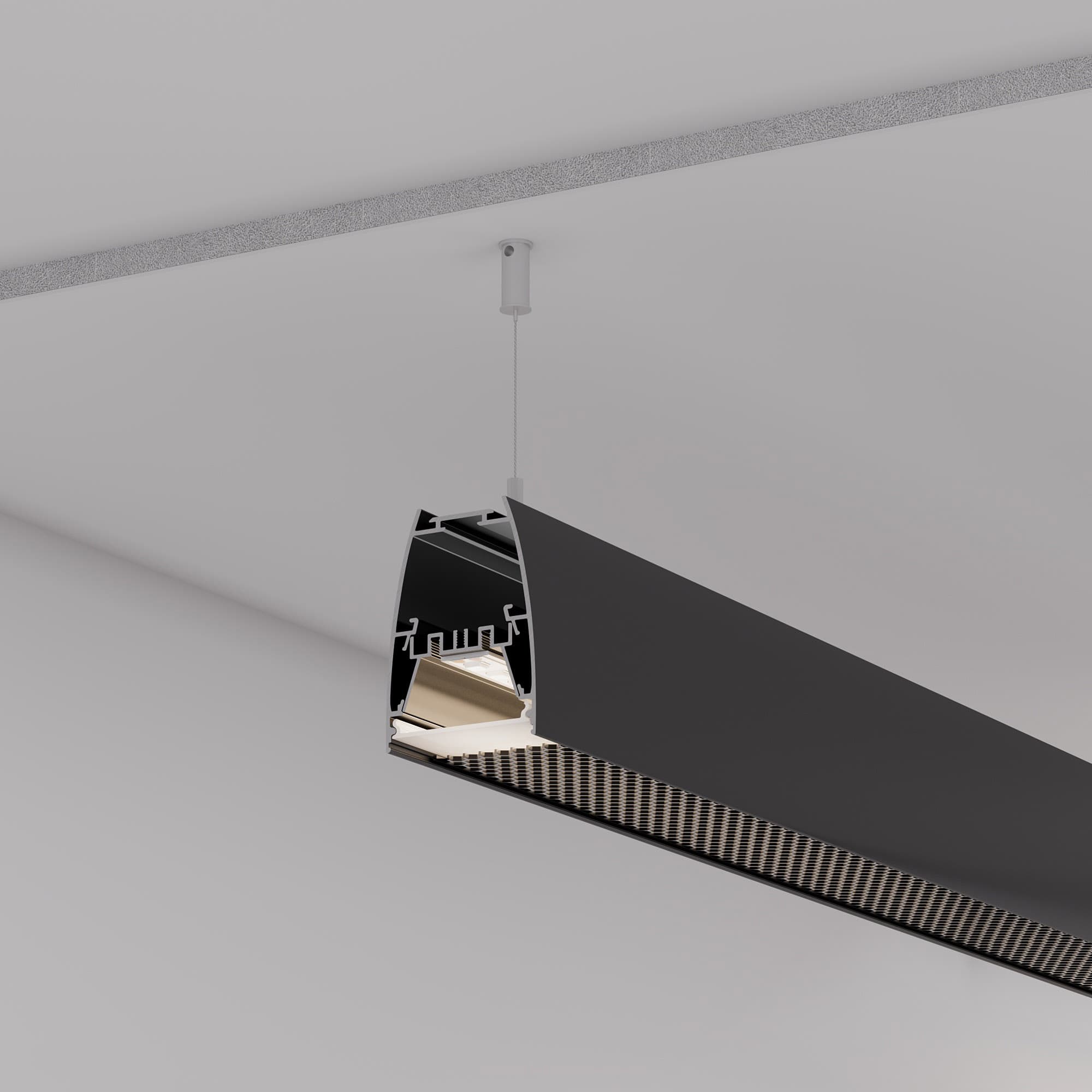 Профиль LINE-5075-U-HONEYCOMB-2000 BLACK (Arlight, Алюминий) 044885 Arlight — фото 9