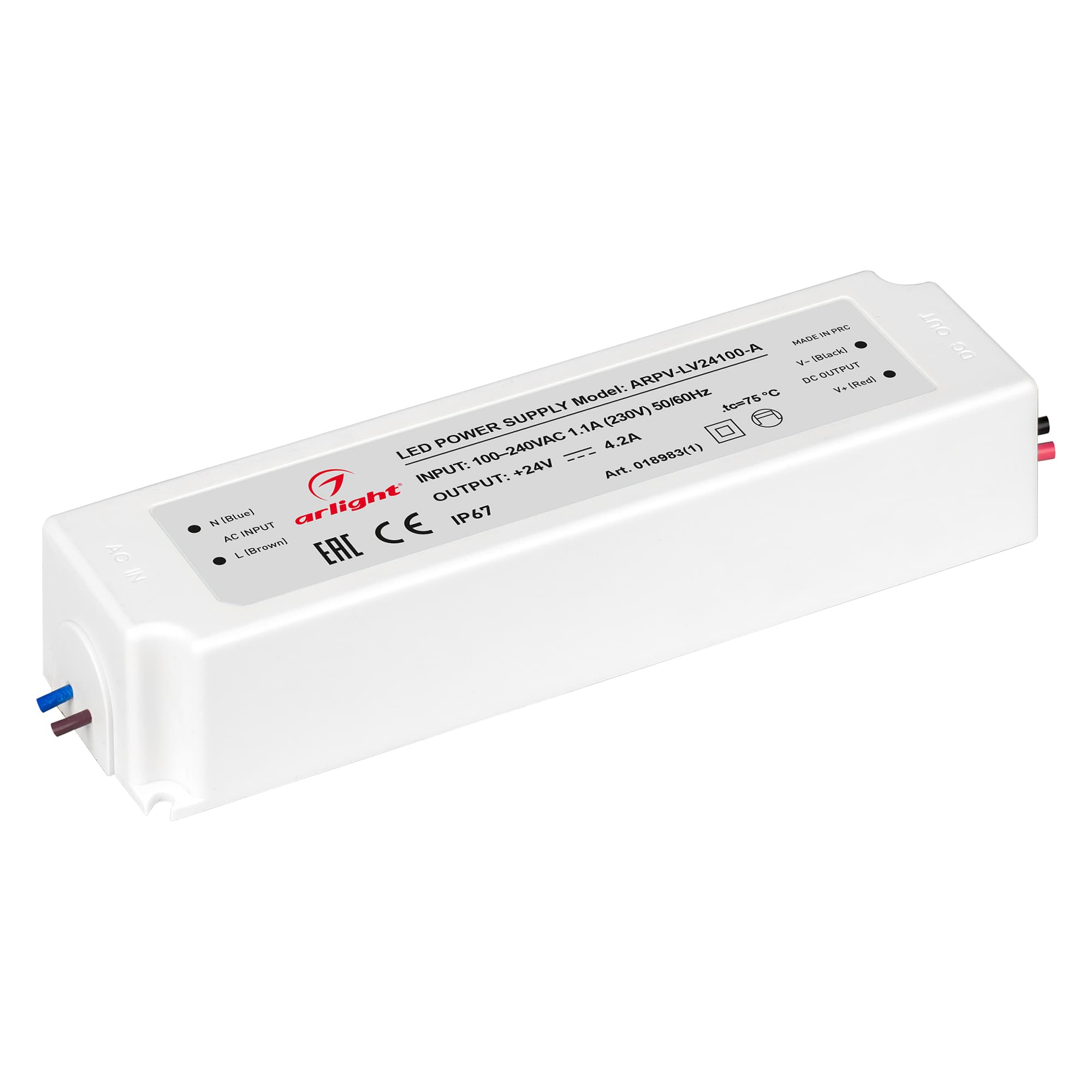Блок питания ARPV-LV24100-A (24V, 4.2A, 100W) (Arlight, IP67 Пластик, 3 года) 018983(1) — фото 1