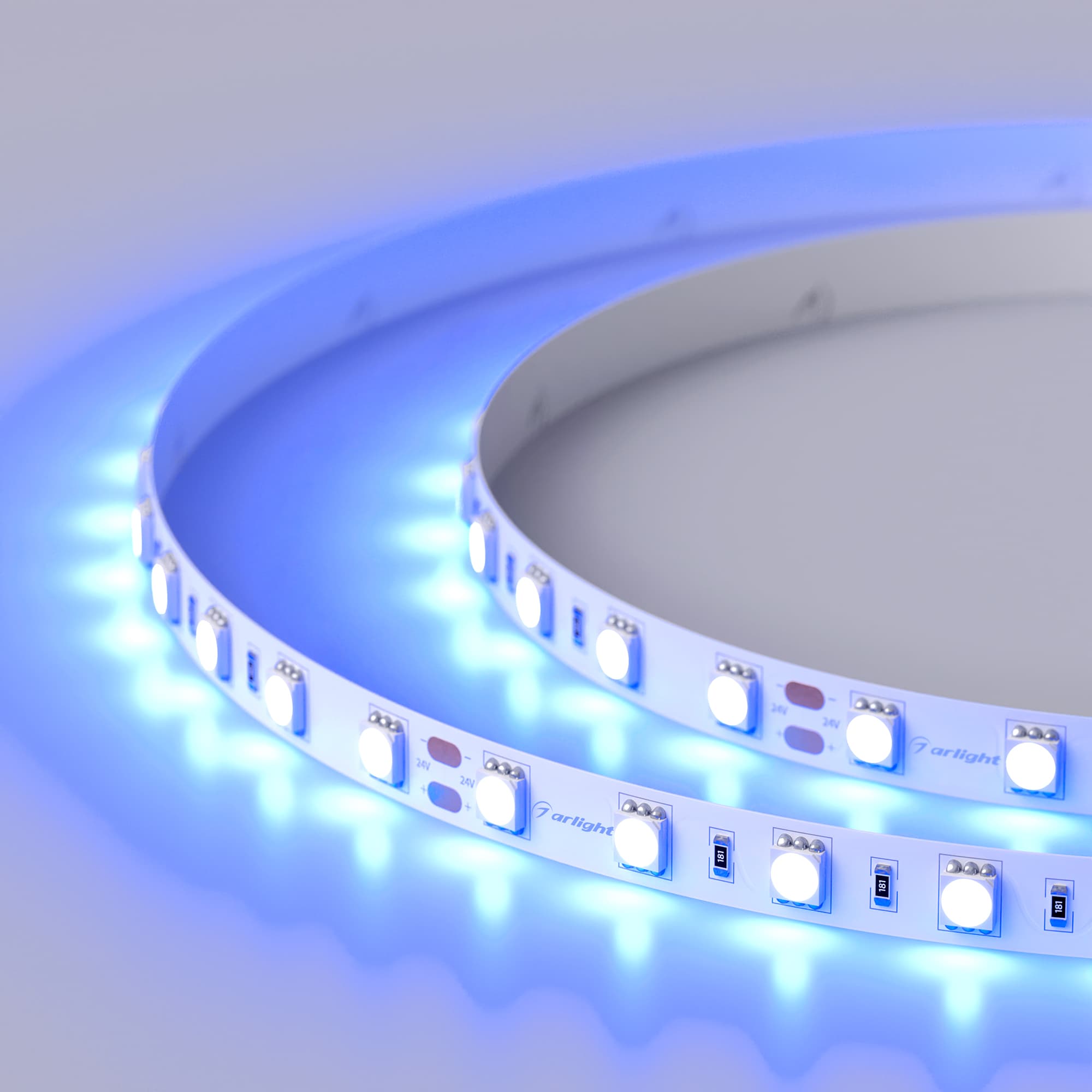 Светодиодная лента RT 2-5000 24V Blue 2x (5060, 300 LED, LUX) (Arlight, 14.4 Вт/м, IP20) 008819(1) — фото 4