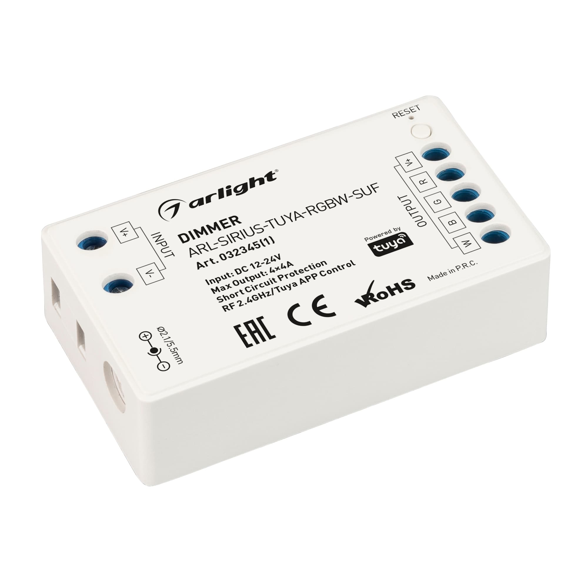 Диммер ARL-SIRIUS-TUYA-RGBW-SUF (12-24V, 4x4A, 2.4G) (Arlight, IP20 Пластик, 3 года) 032345(1)