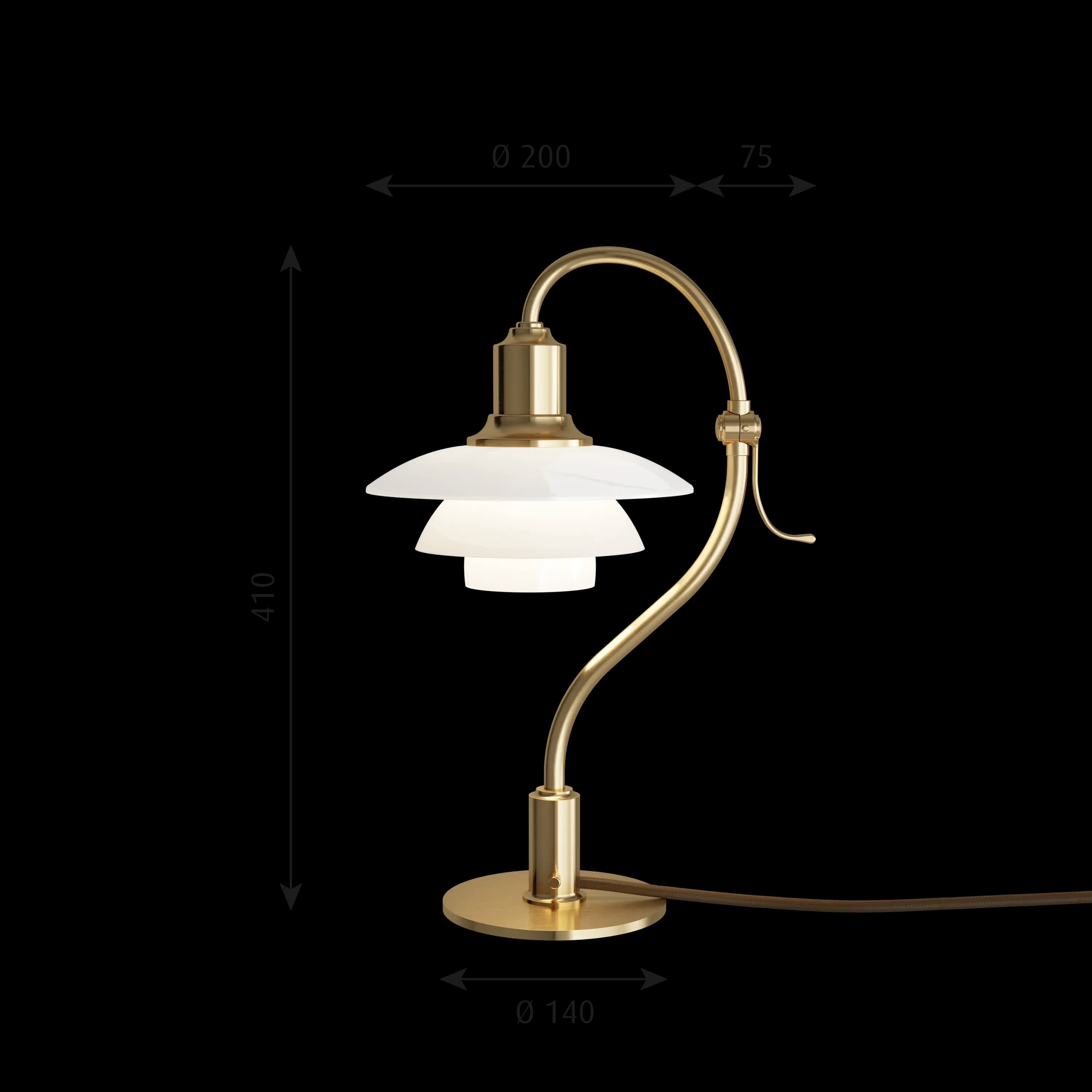 Louis Poulsen PH 2/2 Question Mark Table Lamp Brass/glossy white opal glass — фото 3