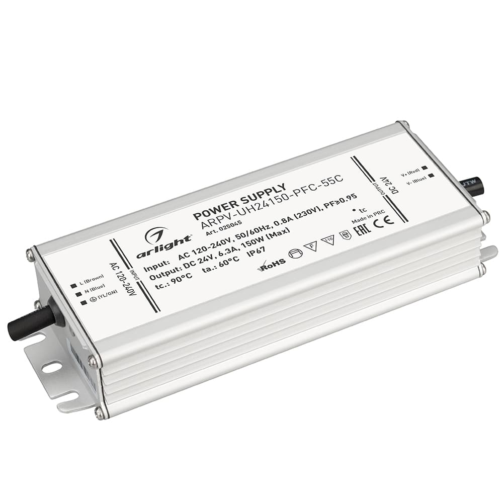 Блок питания ARPV-UH24150-PFC-55C (24V, 6.3A, 150W) (Arlight, IP67 Металл, 5 лет) 025045 — фото 1