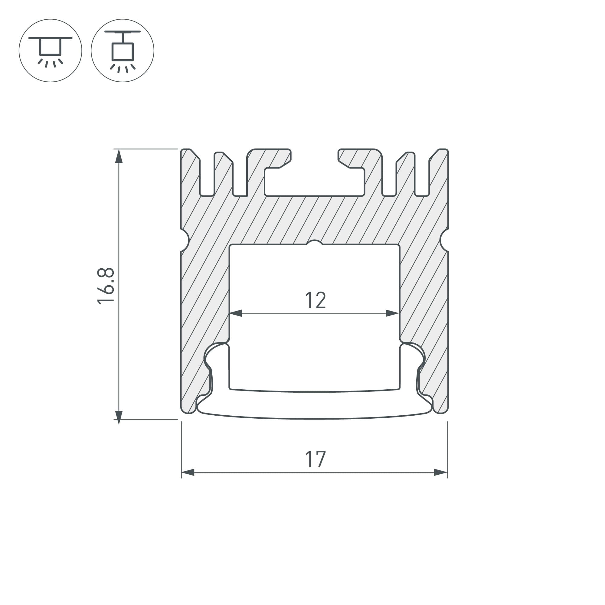 Профиль ARH-LINE-1716-2000 ANOD (Arlight, Алюминий) 018685 — фото 3
