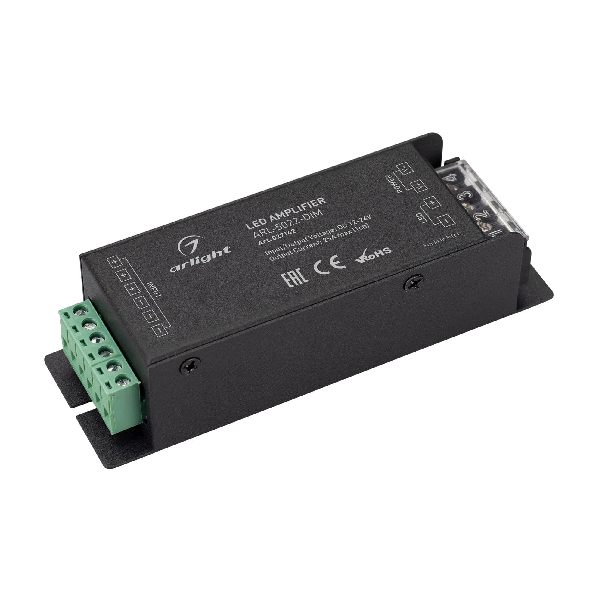 Усилитель ARL-5022-DIM (12-24V, 1x25A, 300-600W) (Arlight, IP20 Металл, 3 года) 027142