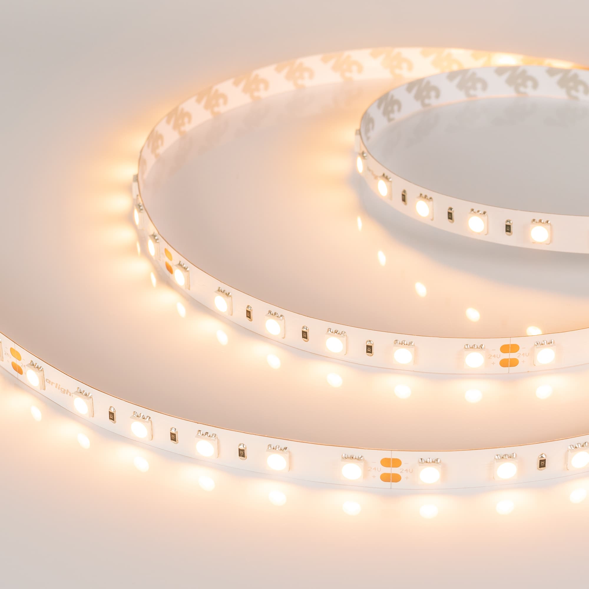 Светодиодная лента RT 2-5000 24V Warm3000 2x (5060, 300 LED, LUX) (Arlight, 14.4 Вт/м, IP20) 028589 — фото 2