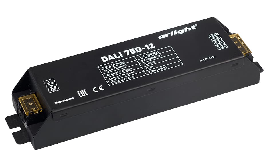 Диммер DALI 75D-12 (12V, 75W, 1 адрес) (Arlight, Металл) 019597