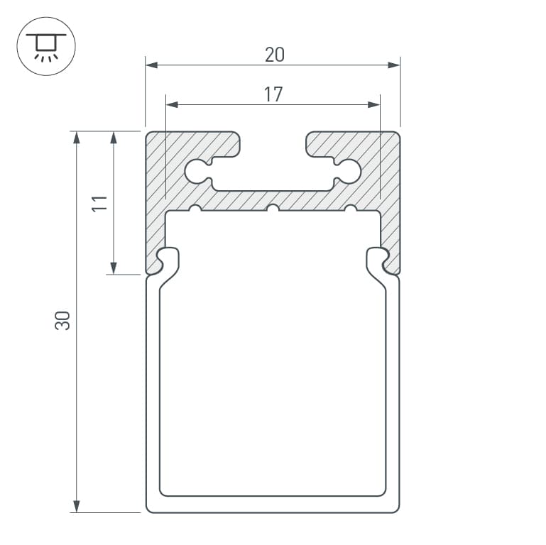 Профиль с экраном SL-LINE-2011M-2500 BLACK+OPAL RCT (Arlight, Алюминий) 029280 — фото 4