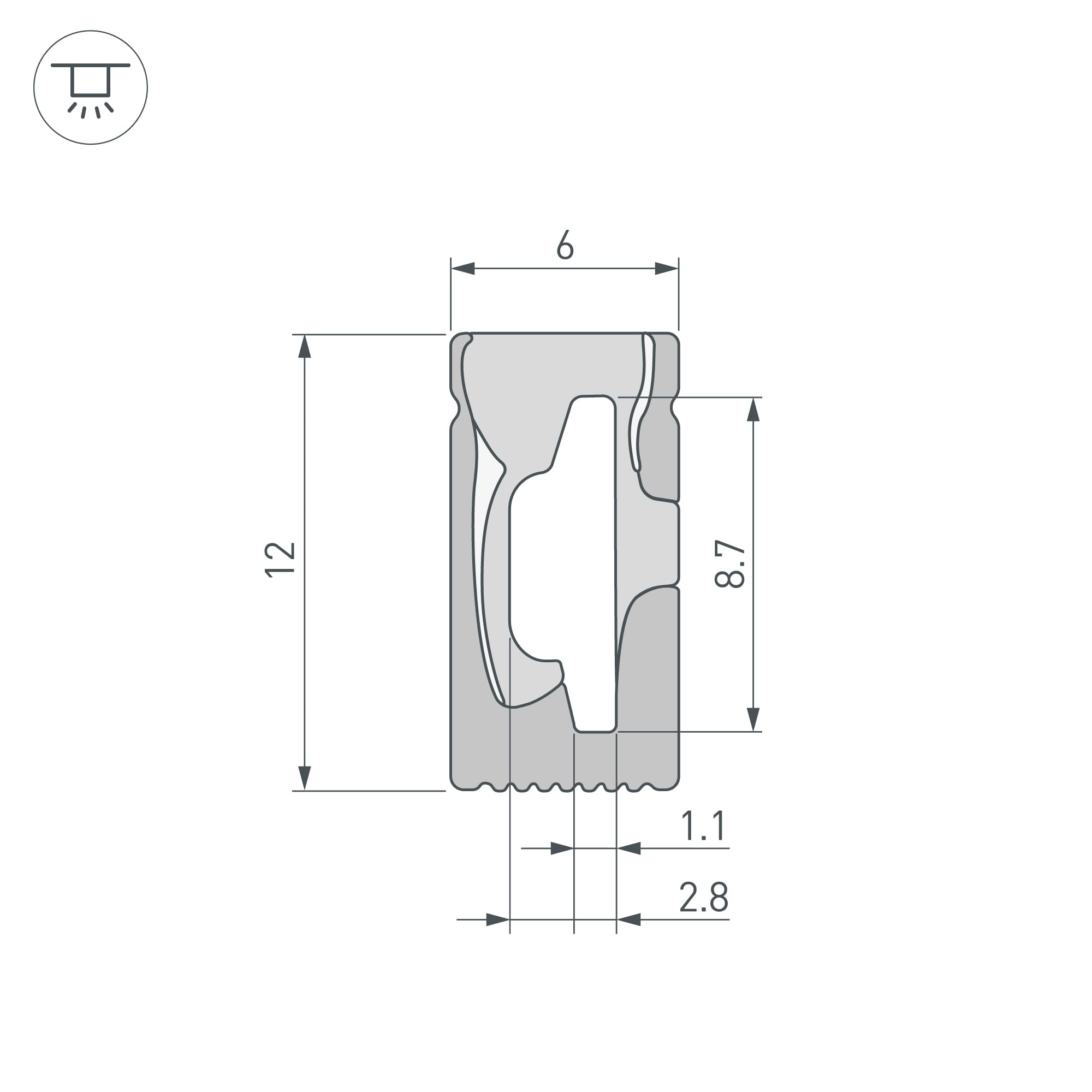 Силиконовый профиль WPH-FLEX-0612-SIDE-S8-5m BLACK (Arlight, Силикон) 045782 — фото 3