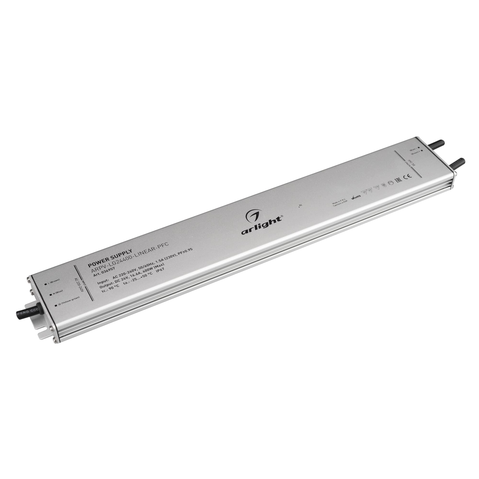 Блок питания ARPV-LG24400-LINEAR-PFC (24V, 16.6A, 400W) (Arlight, IP67 Металл, 5 лет) 036957 — фото 1