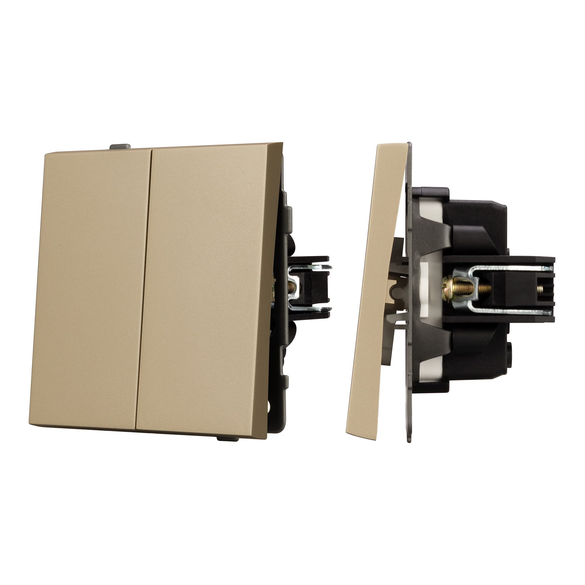 Механизм выключателя двухклавишный проходной SWT-TENDO-MKP2-SFPL-GD (230V, 10A) (Arlight, Матовый песочный) 054554