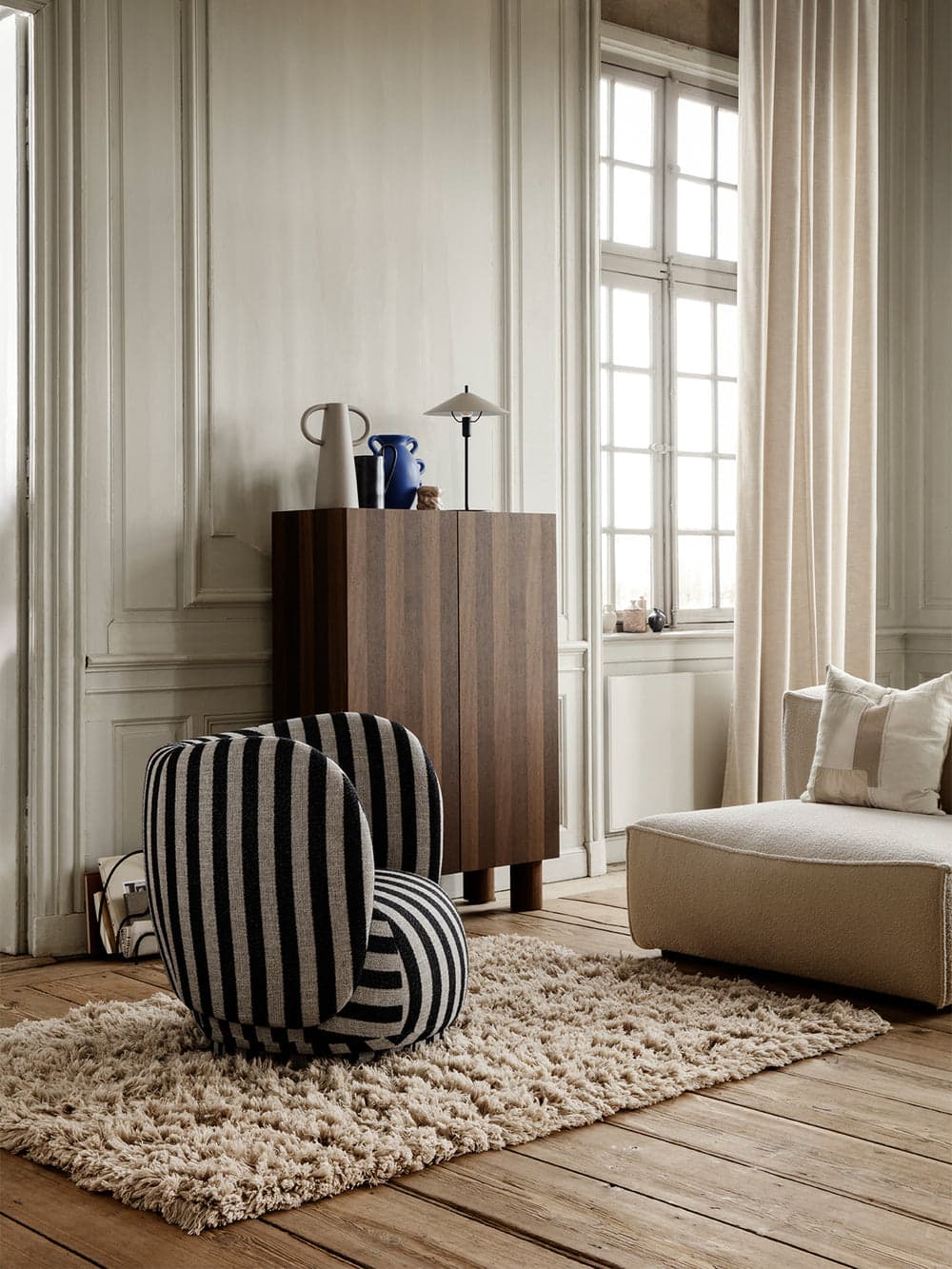 Ferm Living Rico Lounge Chair - Louisiana - Sand/Black ferm LIVING — фото 4