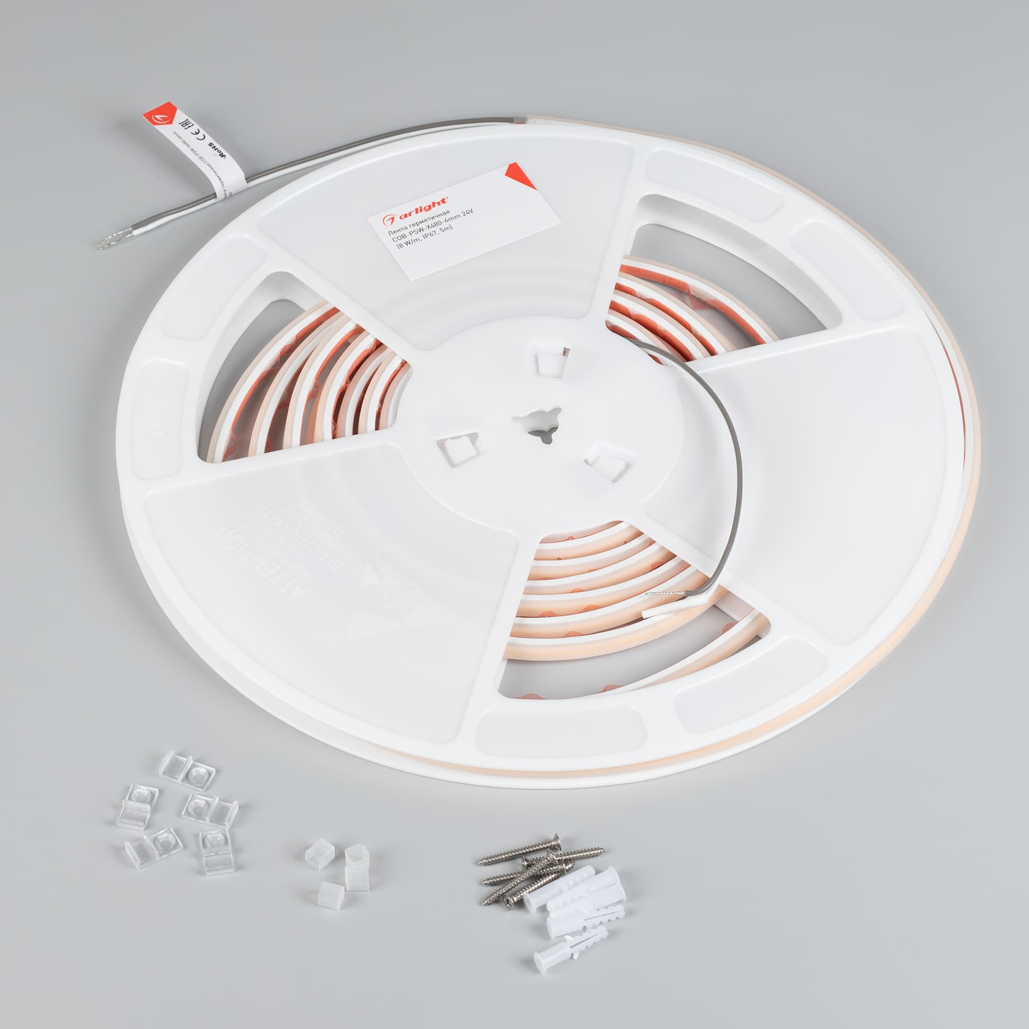 Светодиодная лента герметичная COB-PSW-X480-6mm 24V Warm3500 (8 W/m, IP67, 5m) (Arlight, -) 047891 — фото 2