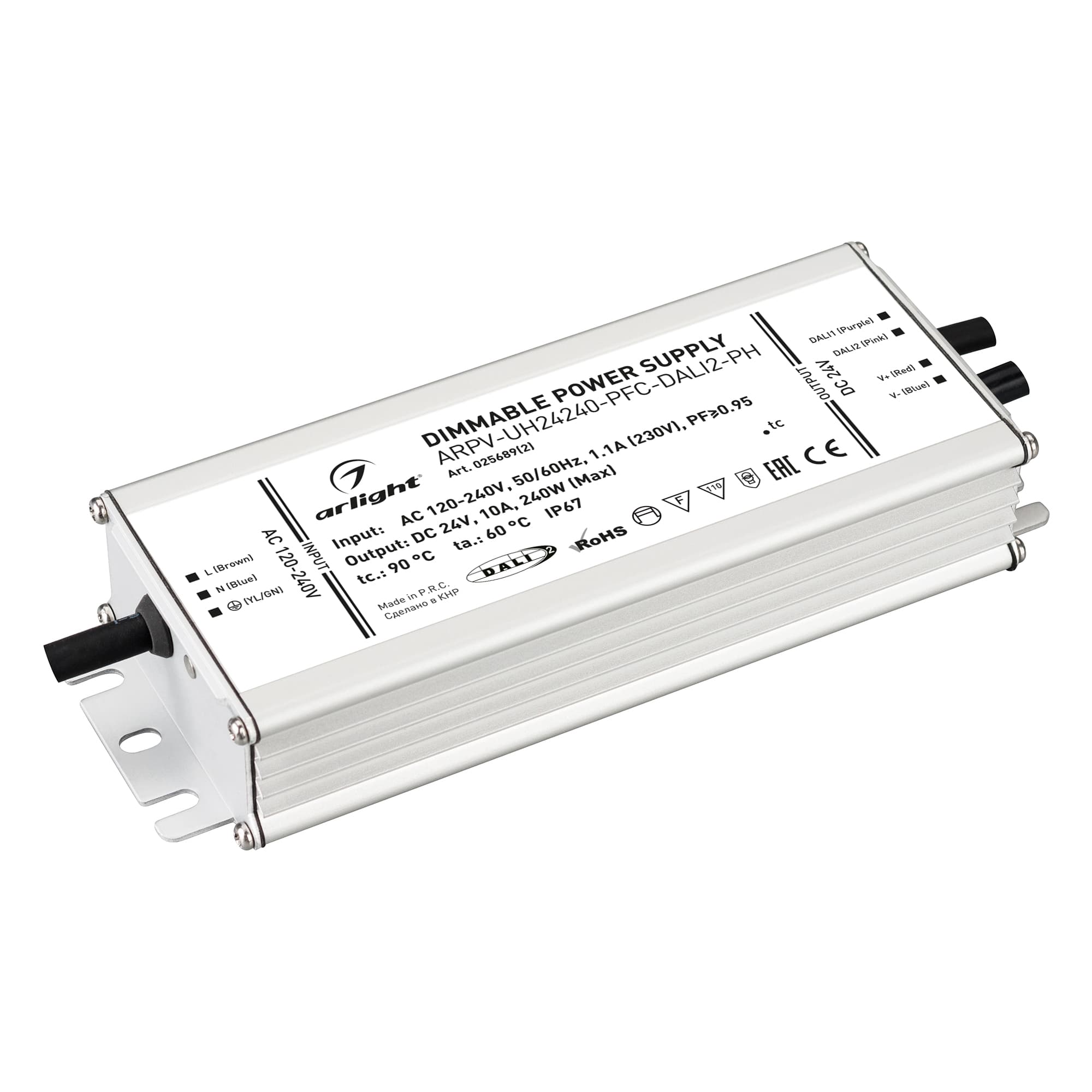 Блок питания ARPV-UH24240-PFC-DALI2-PH (24V, 10.0A, 240W) (Arlight, IP67 Металл, 7 лет) 025689(2) — фото 1