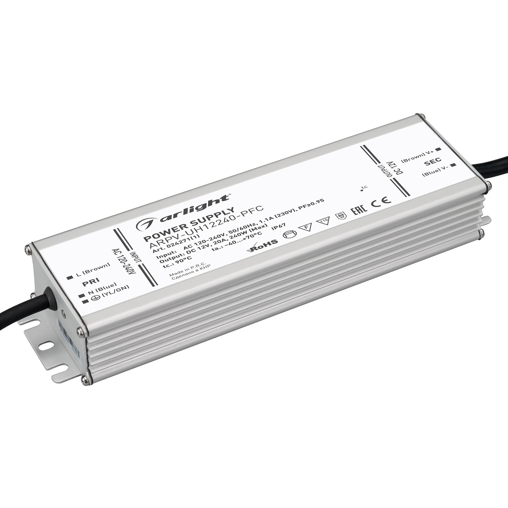 Блок питания ARPV-UH12240-PFC (12V, 20.0A, 240W) (Arlight, IP67 Металл, 7 лет) 024271(1) — фото 1