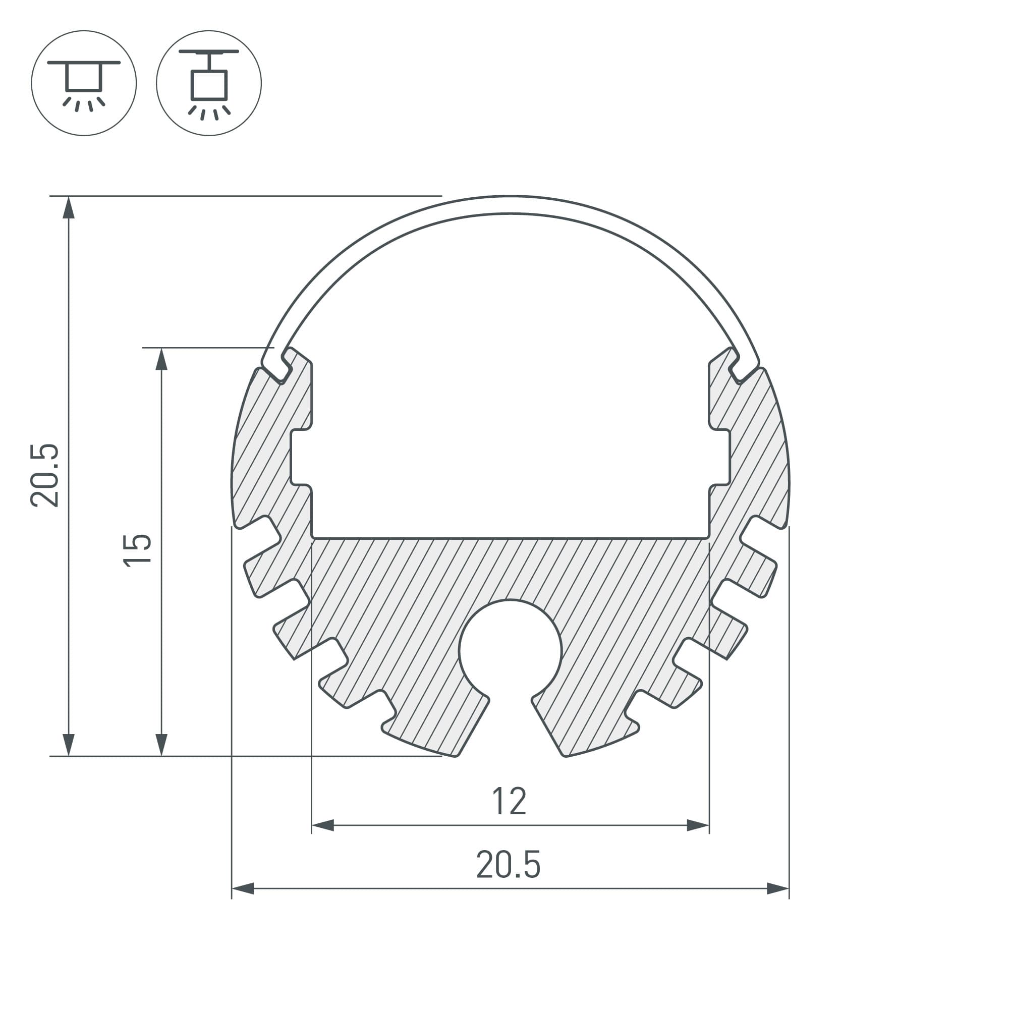 Профиль ROUND-D20-2000 ANOD (Arlight, Алюминий) 040645 — фото 3