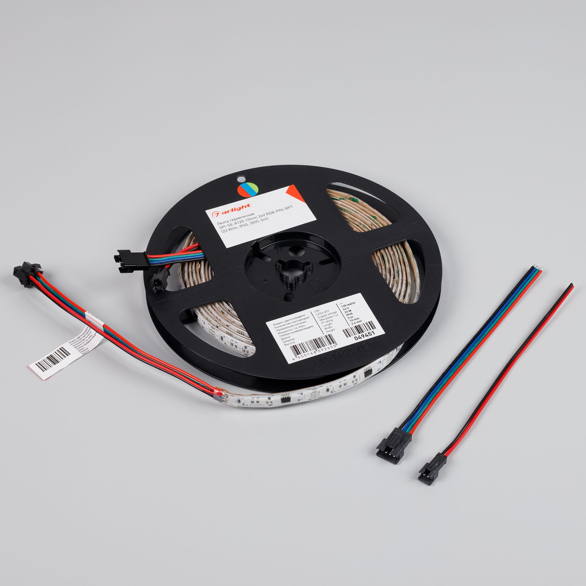 Светодиодная лента герметичная SPI-SE-A120-10mm 24V RGB-PX6-BPT (23 W/m, IP65, 2835, 5m) (Arlight, бегущий огонь) 049451 — фото 3